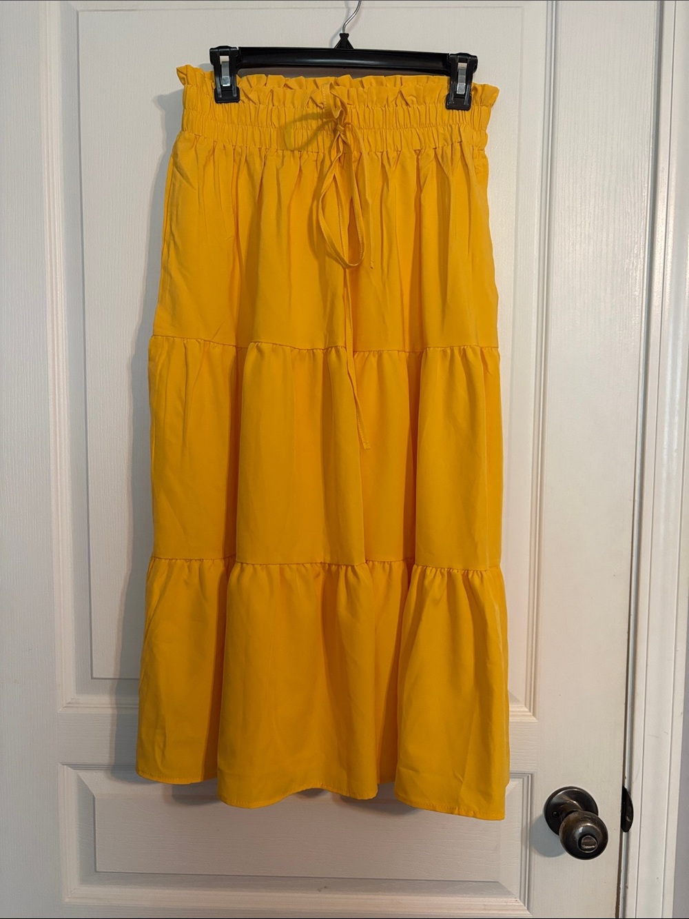Yellow Tiered Maxi Skirt with Smocked Waist